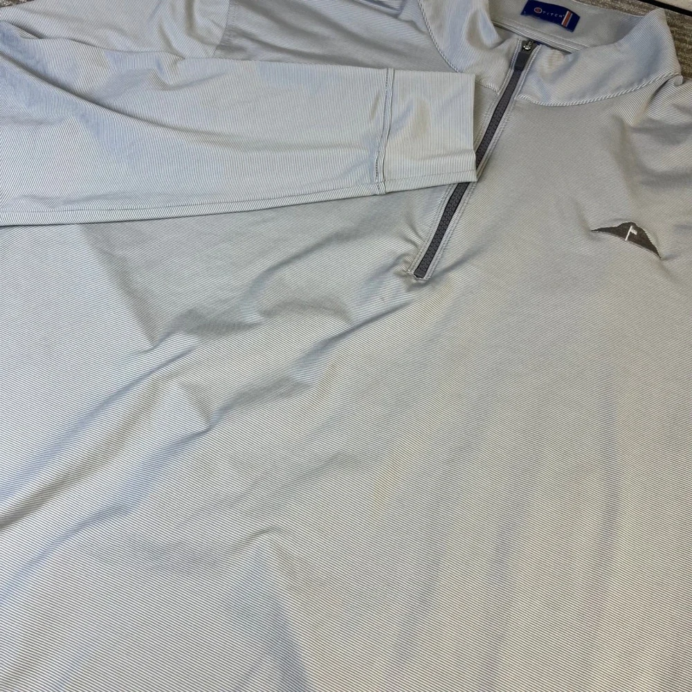 Stitch Golf Quarter Zip Pullover Performance Stripe Active Top Mens Small Grey